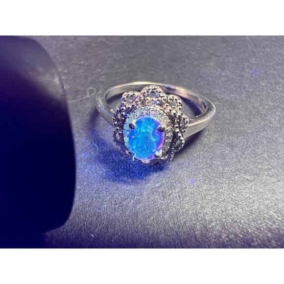 NEW Mercury Mystic topaz zircon celestial halo ring in sterling silver size 10 - Picture 4 of 16